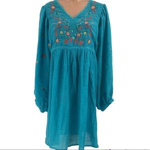 Umgee Embroidered Flowers Dress Sz M
